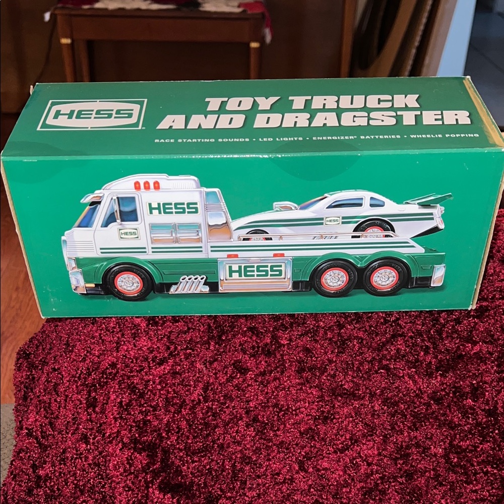Hess Green and White Toy Truck and Dragster Set - 2016